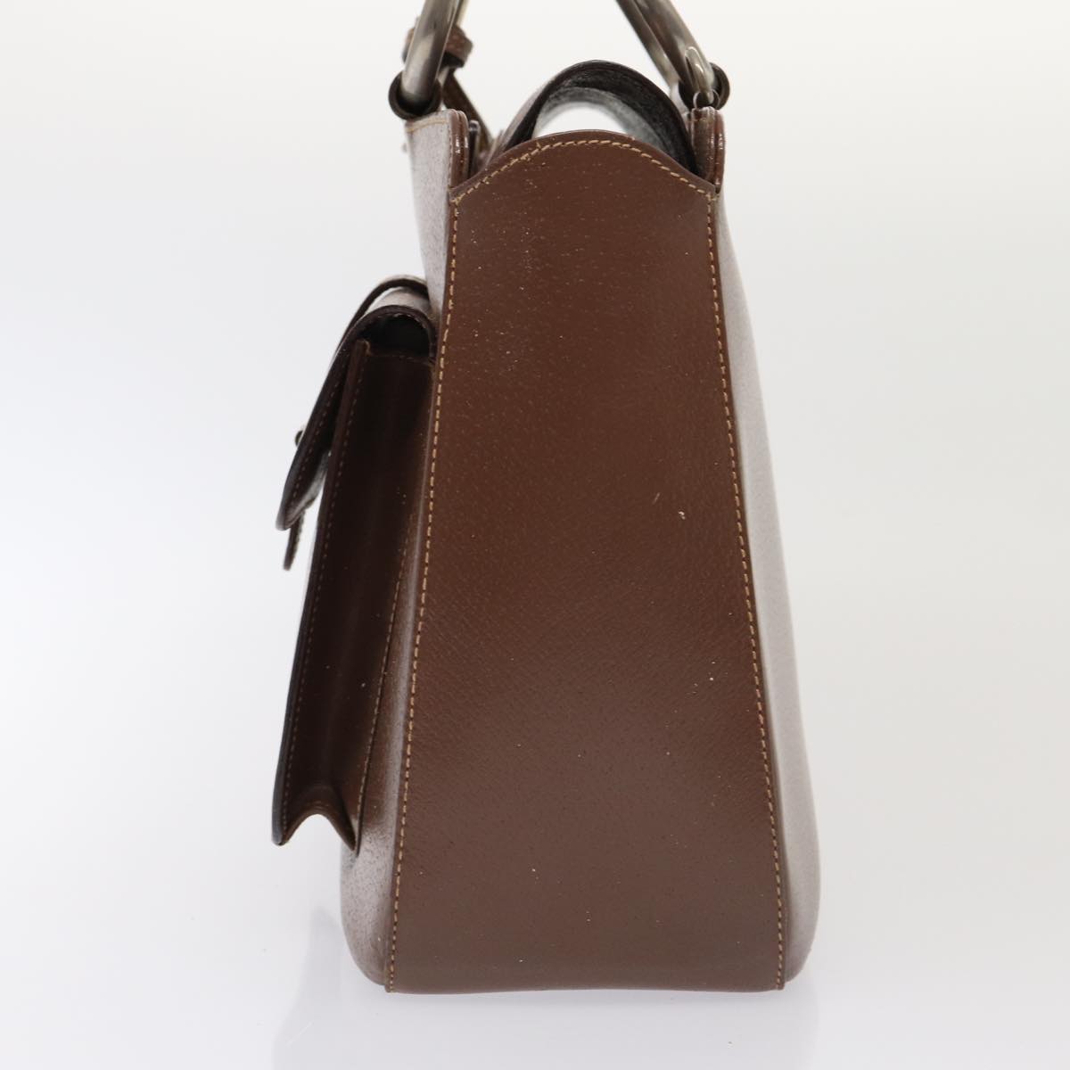 GUCCI Hand Bag Leather 2way Brown Silver 000 2058 0307 5 86921