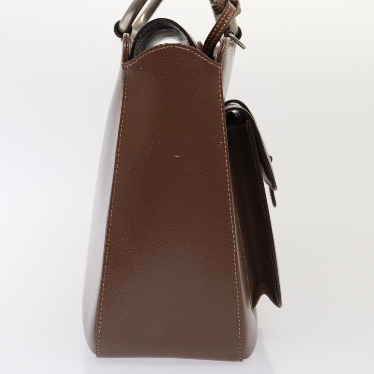 GUCCI Hand Bag Leather 2way Brown Silver 000 2058 0307 5 86921