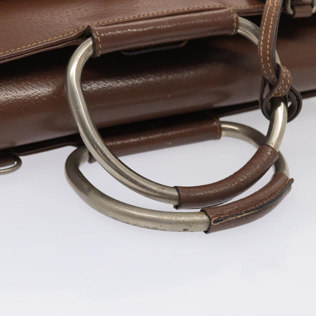 GUCCI Hand Bag Leather 2way Brown Silver 000 2058 0307 5 86921