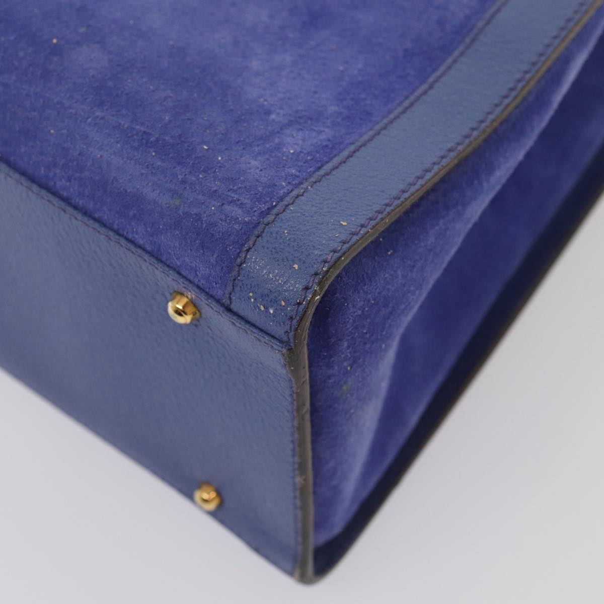 GUCCI Bamboo Hand Bag Suede Leather Blue Gold 002 1186 0260 86922