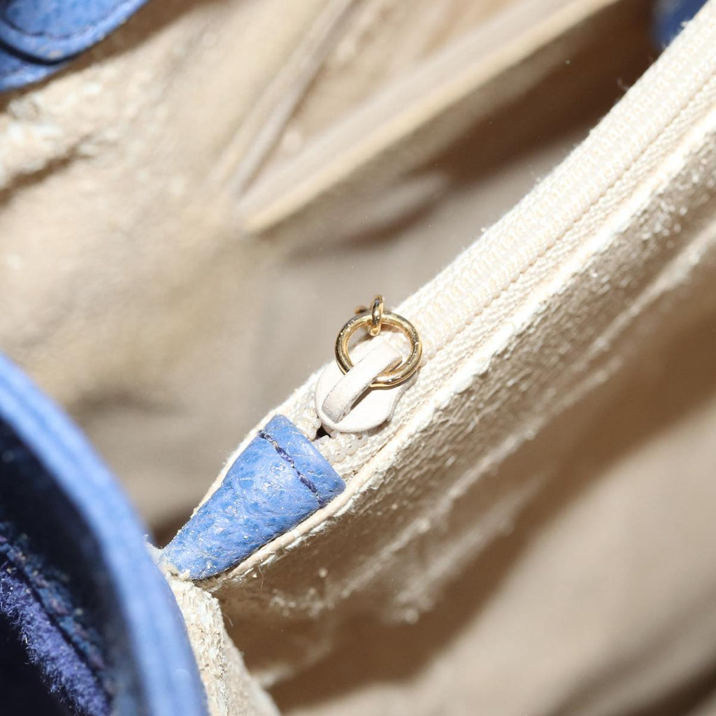 GUCCI Bamboo Hand Bag Suede Leather Blue Gold 002 1186 0260 86922
