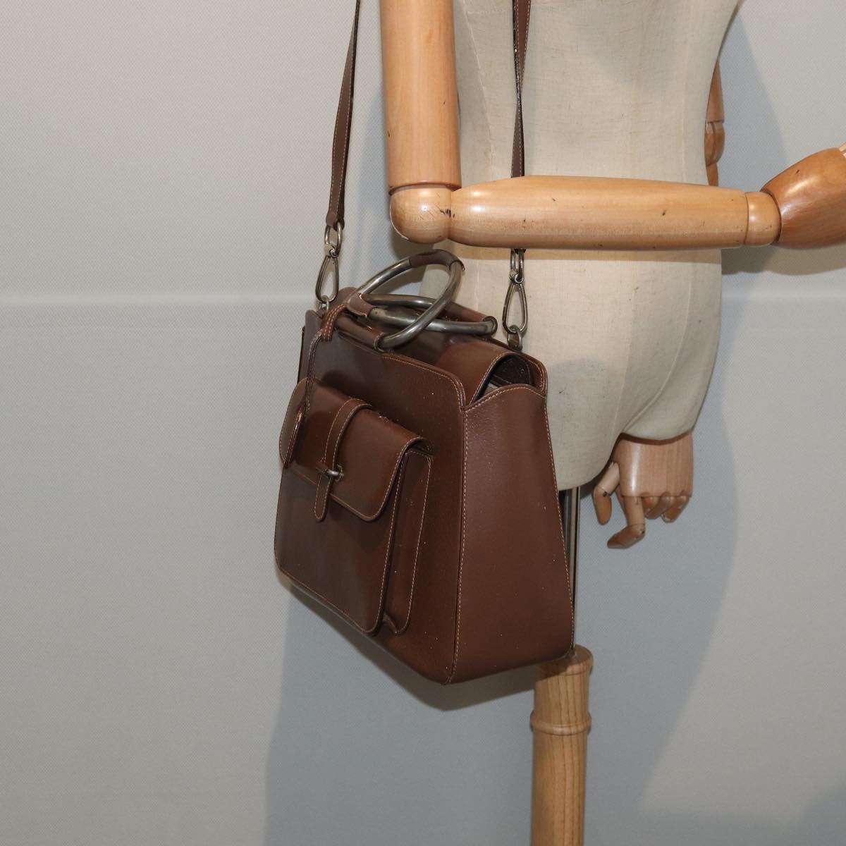 GUCCI Bamboo Hand Bag Suede Leather Blue Gold 002 1186 0260 86922