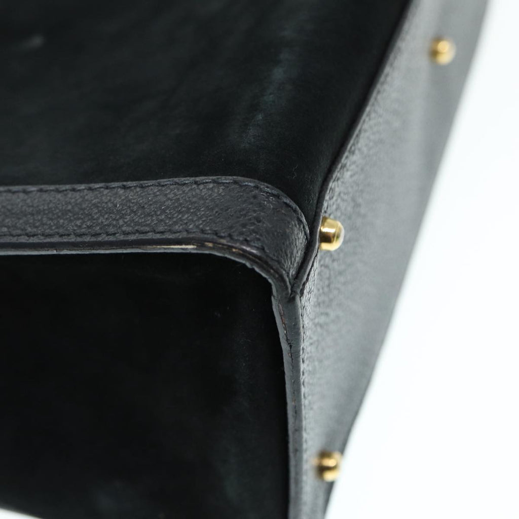 GUCCI Bamboo Hand Bag Suede Leather Black Gold 002 2853 0260 0 86923