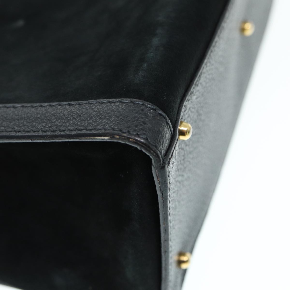 GUCCI Bamboo Hand Bag Suede Leather Black Gold 002 2853 0260 0 86923
