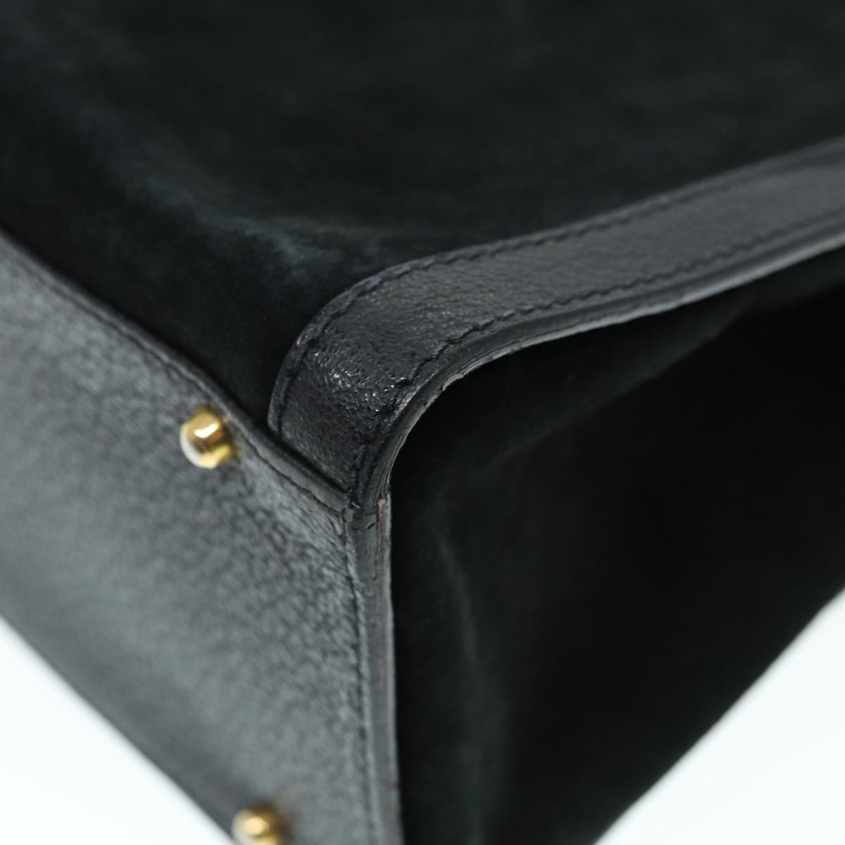 GUCCI Bamboo Hand Bag Suede Leather Black Gold 002 2853 0260 0 86923