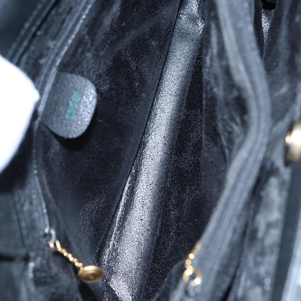 GUCCI Bamboo Hand Bag Suede Leather Black Gold 002 2853 0260 0 86923