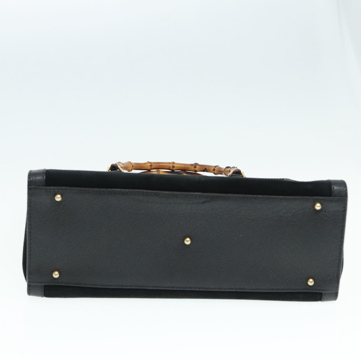 GUCCI Bamboo Hand Bag Suede Leather Black Gold 002 2853 0260 0 86923