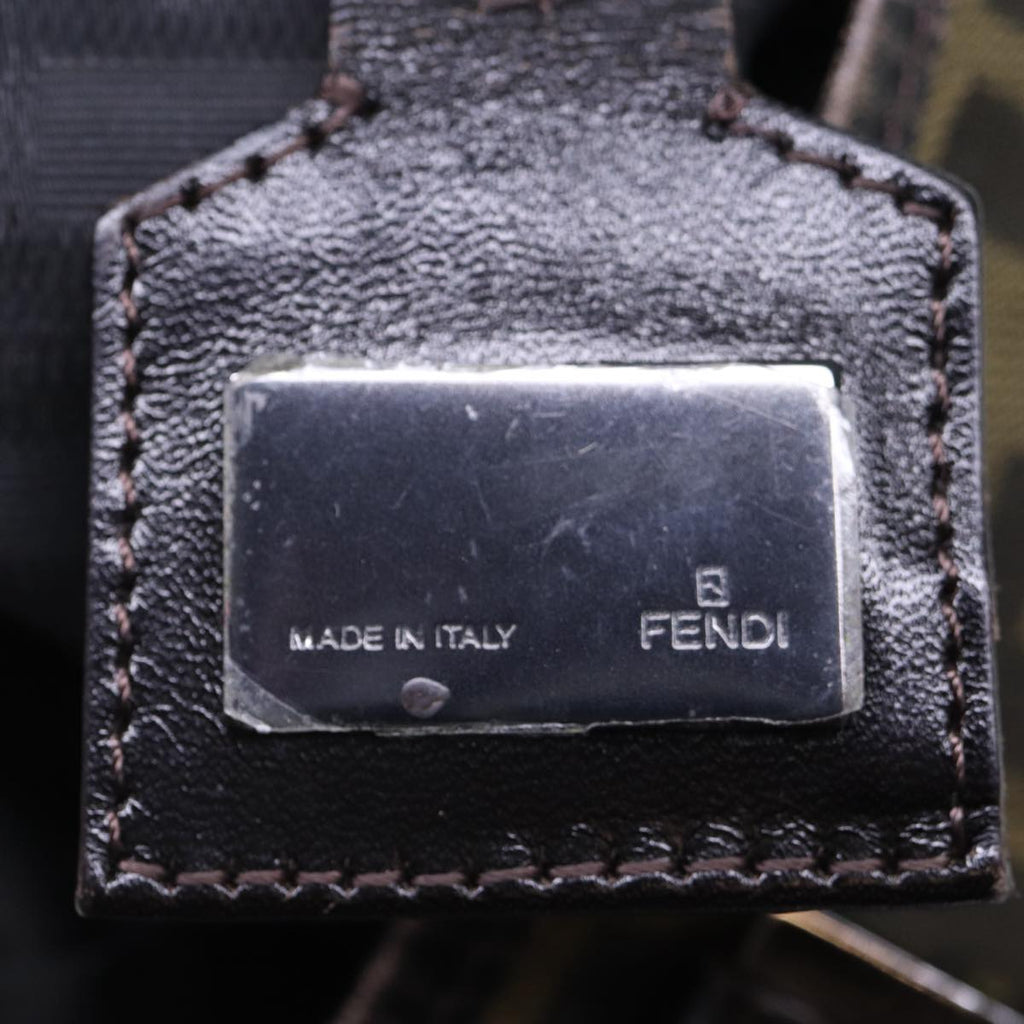 FENDI Zucca Canvas Hand Bag Brown Black Silver 86924