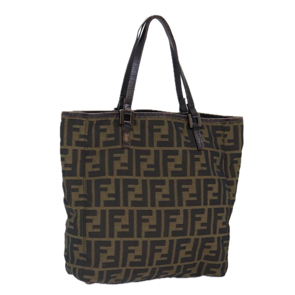 FENDI Zucca Canvas Hand Bag Brown Black Silver 86924