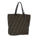 FENDI Zucca Canvas Hand Bag Brown Black Silver 86924