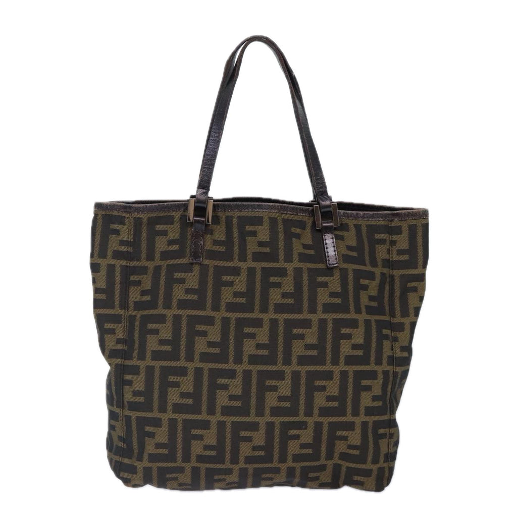 FENDI Zucca Canvas Hand Bag Brown Black Silver 86924