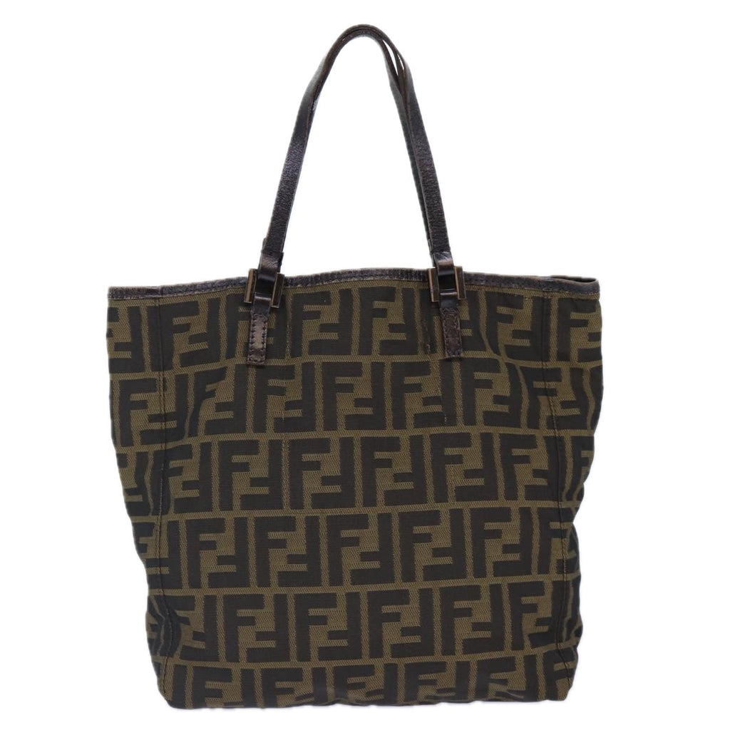 FENDI Zucca Canvas Hand Bag Brown Black Silver 86924