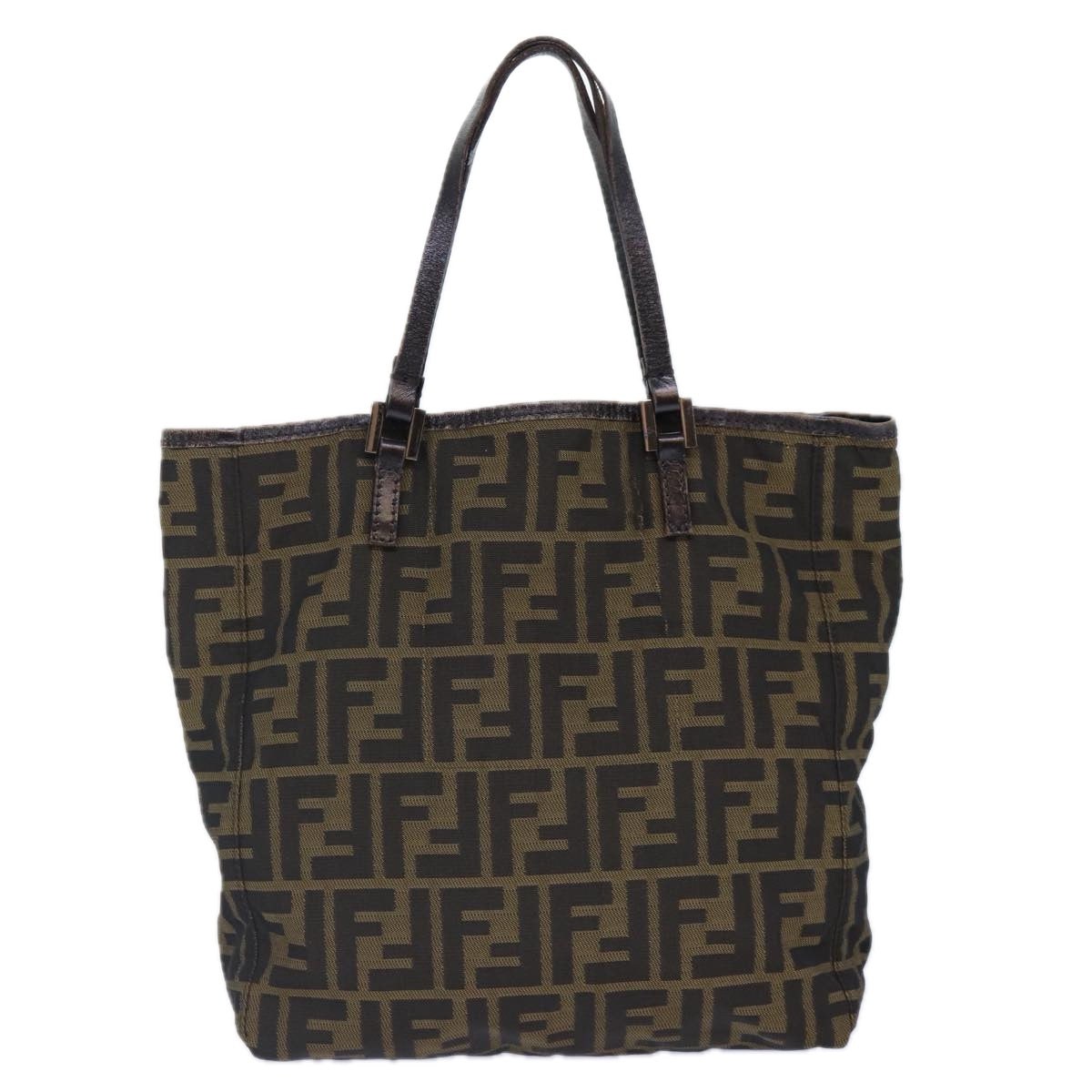 FENDI Zucca Canvas Hand Bag Brown Black Silver 86924