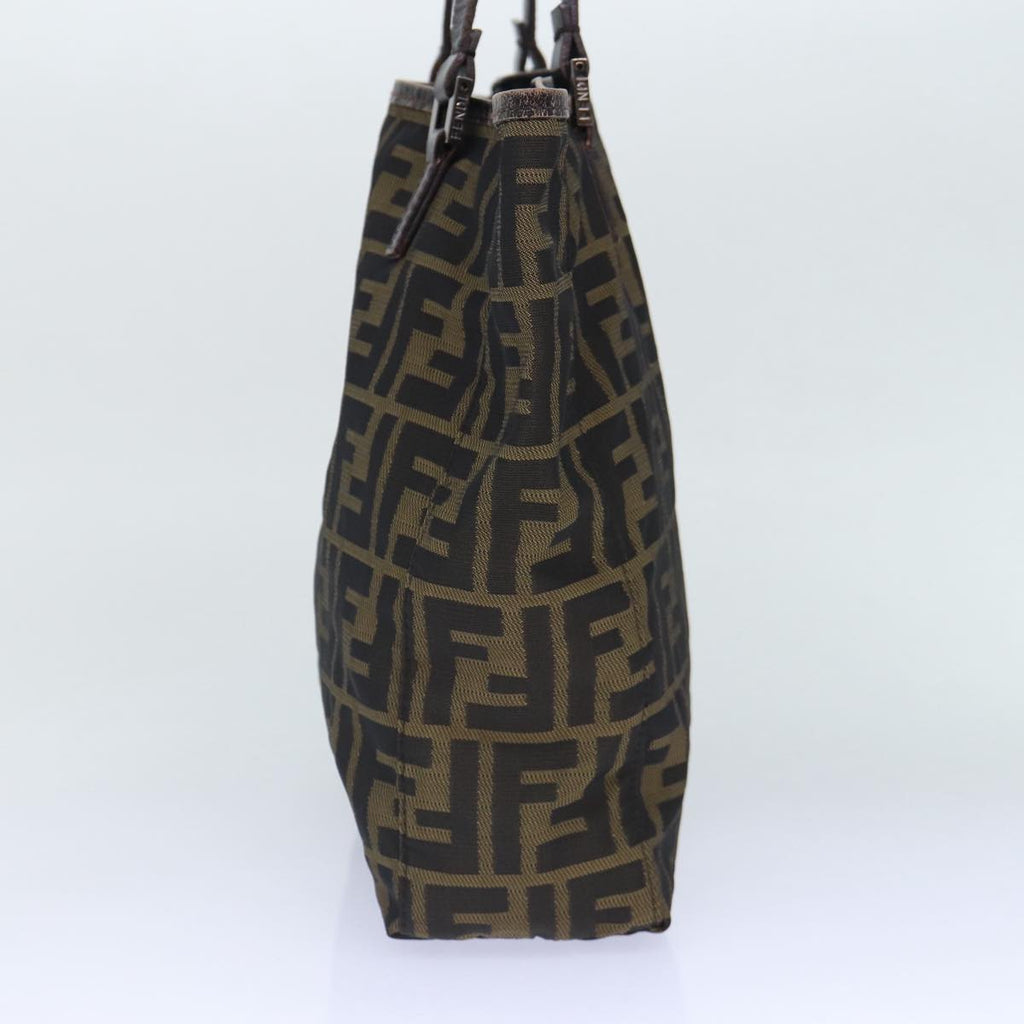 FENDI Zucca Canvas Hand Bag Brown Black Silver 86924