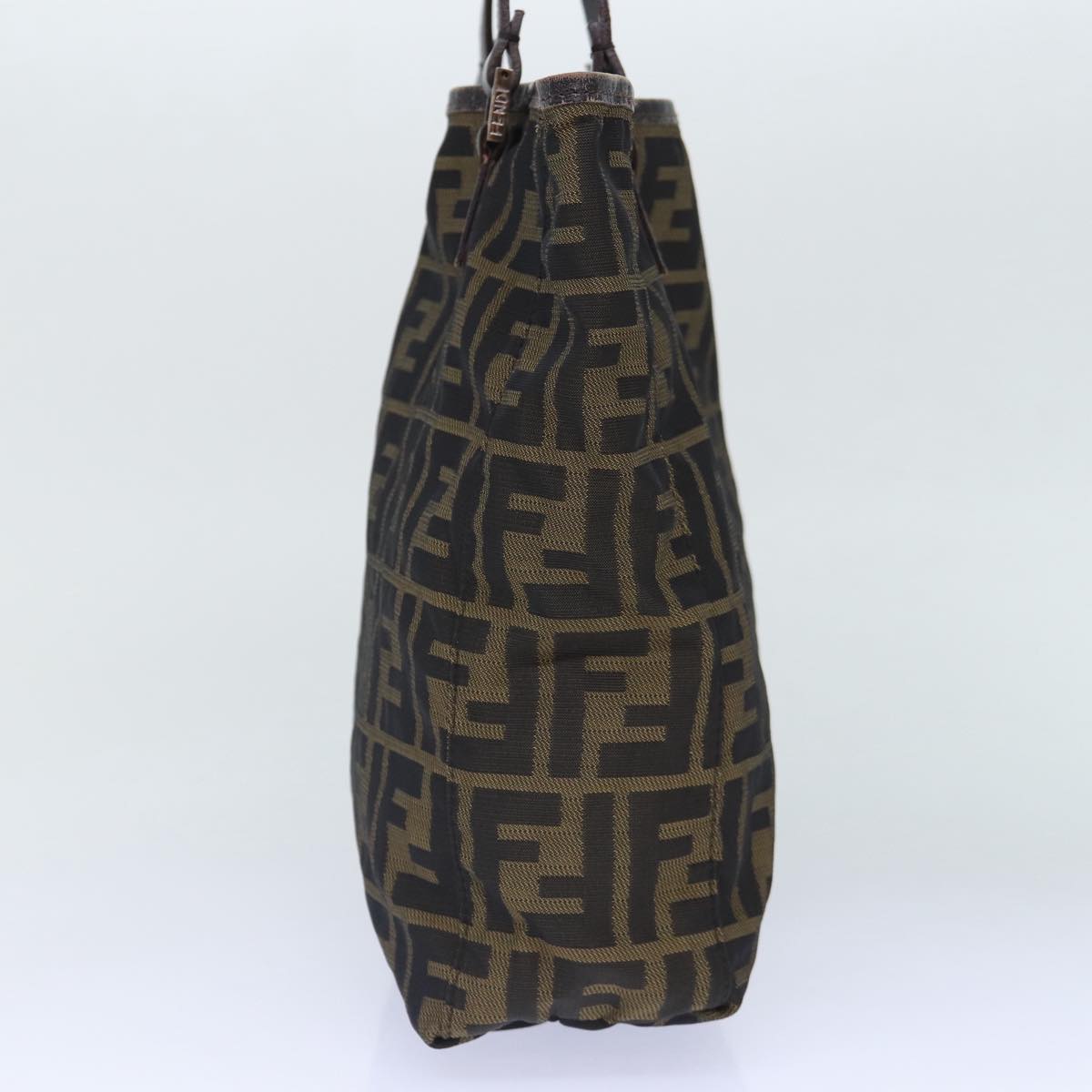 FENDI Zucca Canvas Hand Bag Brown Black Silver 86924