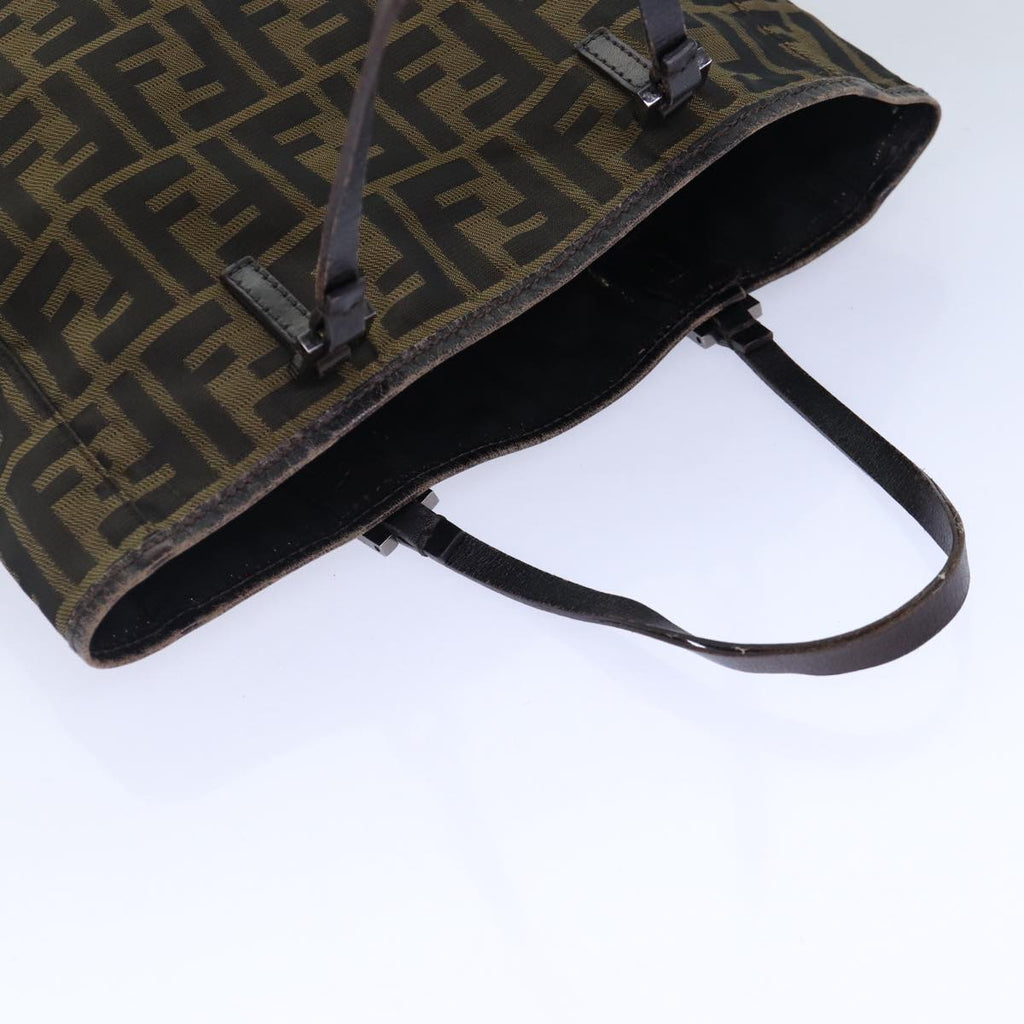 FENDI Zucca Canvas Hand Bag Brown Black Silver 86924