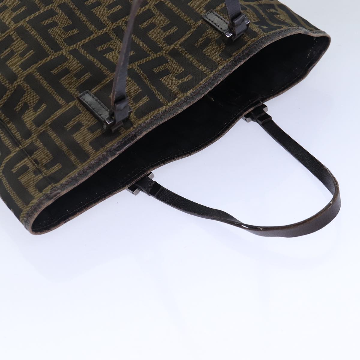 FENDI Zucca Canvas Hand Bag Brown Black Silver 86924
