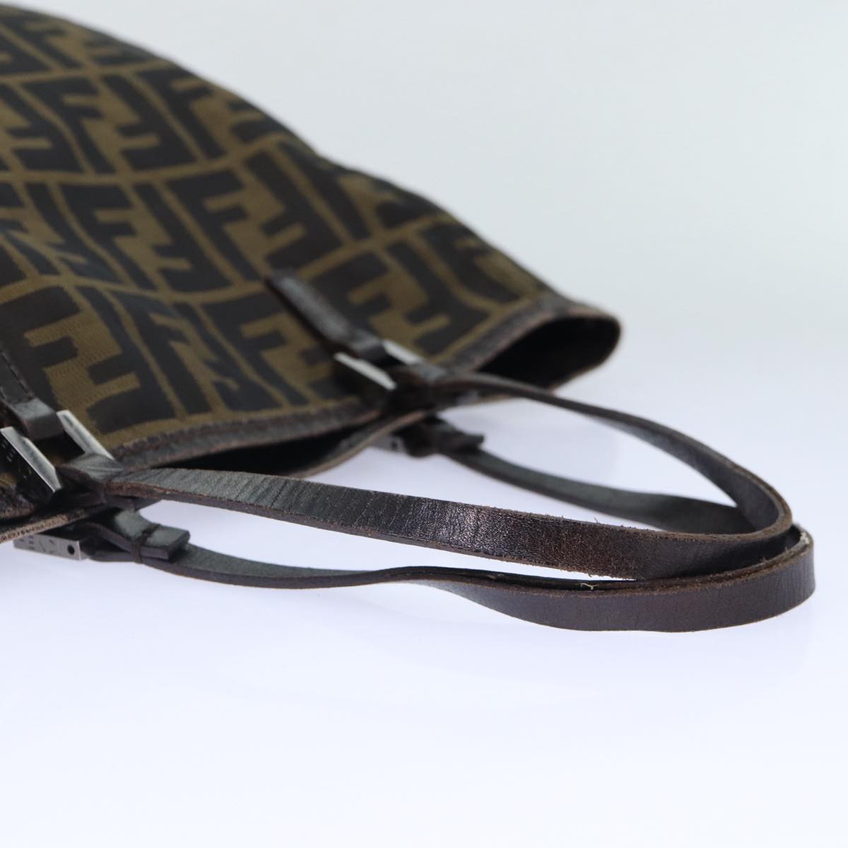 FENDI Zucca Canvas Hand Bag Brown Black Silver 86924