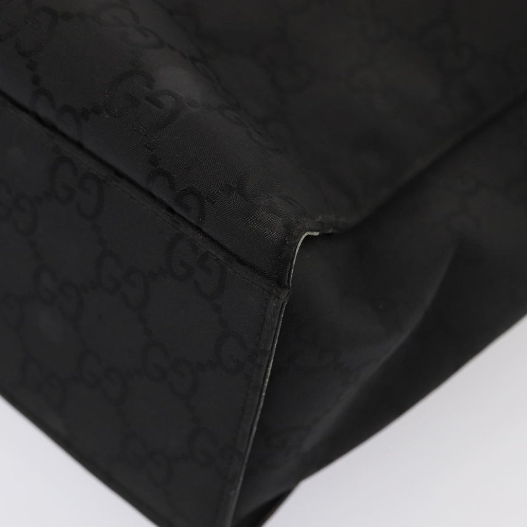 GUCCI GG Canvas Bamboo Hand Bag Black Silver 002 1015 86927