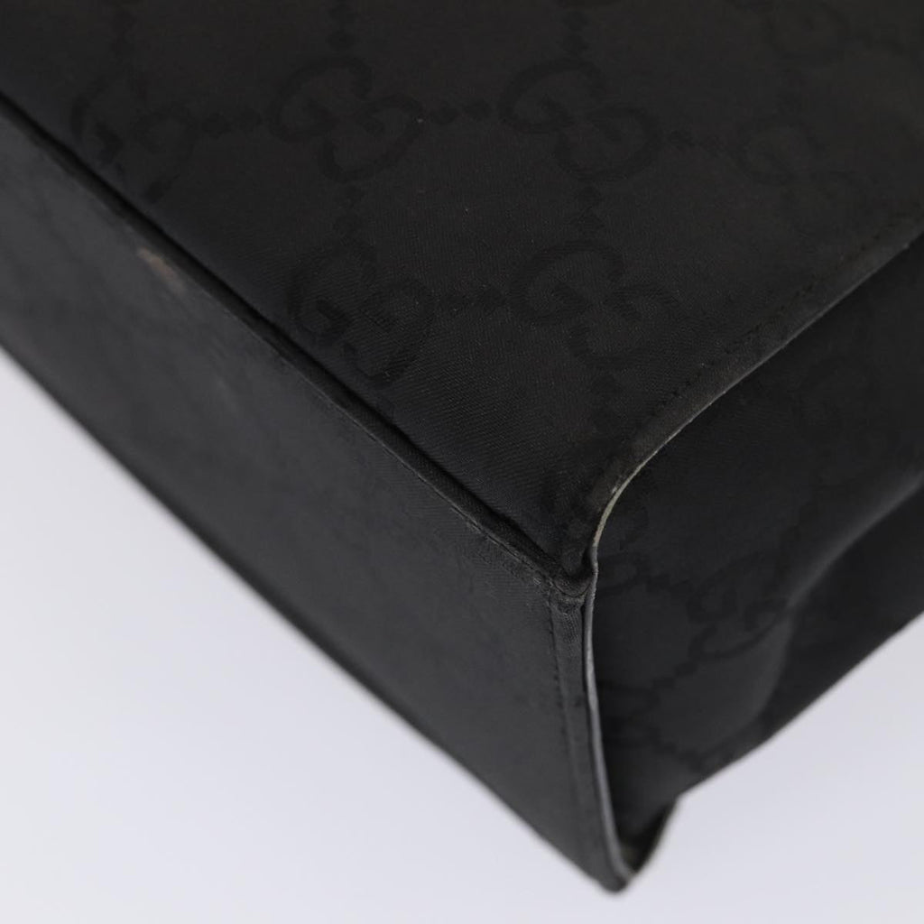 GUCCI GG Canvas Bamboo Hand Bag Black Silver 002 1015 86927