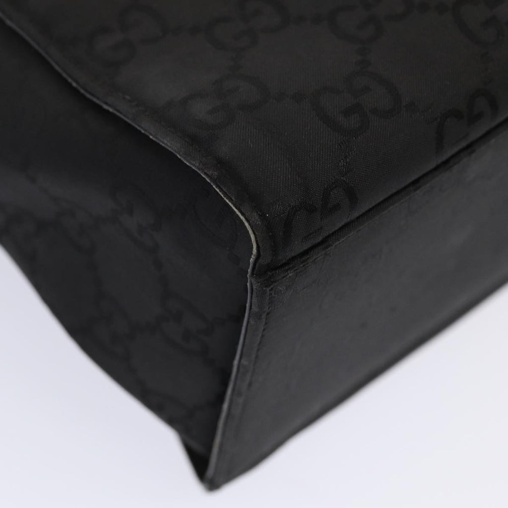 GUCCI GG Canvas Bamboo Hand Bag Black Silver 002 1015 86927
