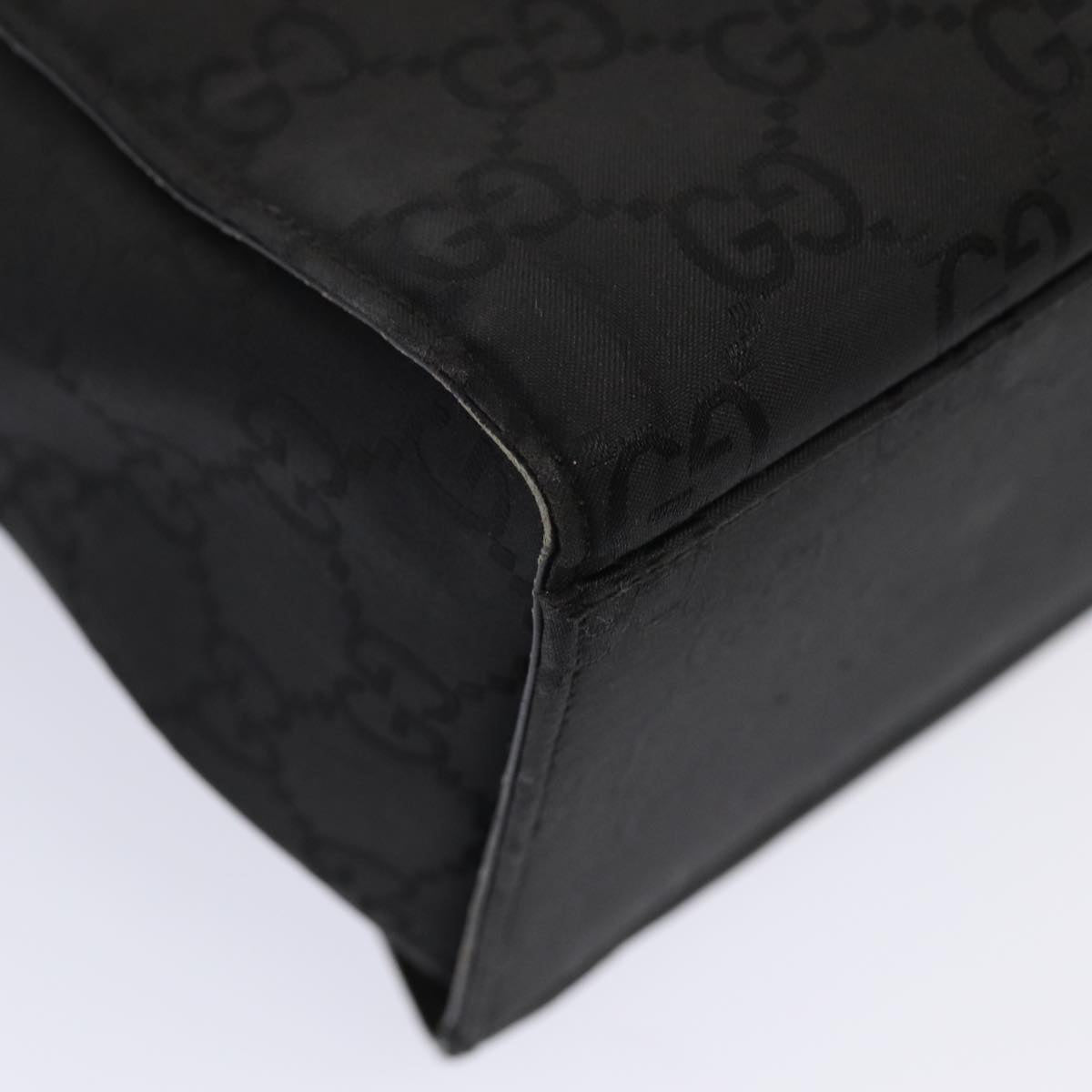 GUCCI GG Canvas Bamboo Hand Bag Black Silver 002 1015 86927