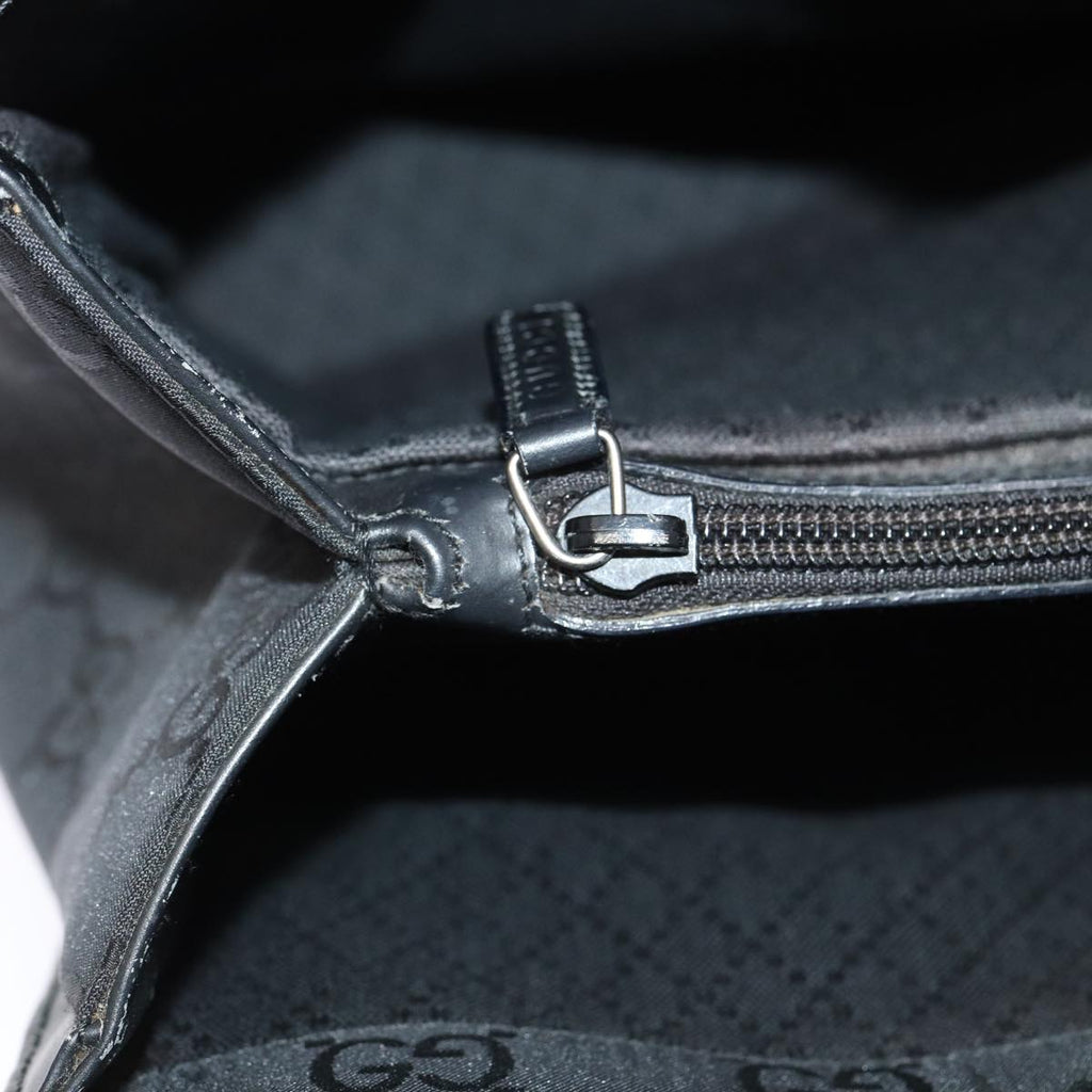 GUCCI GG Canvas Bamboo Hand Bag Black Silver 002 1015 86927