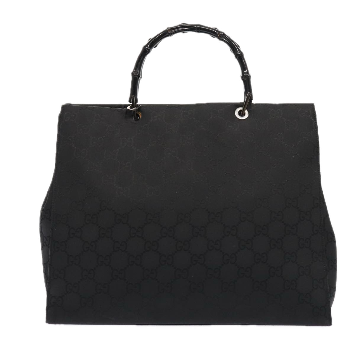 GUCCI GG Canvas Bamboo Hand Bag Black Silver 002 1015 86927