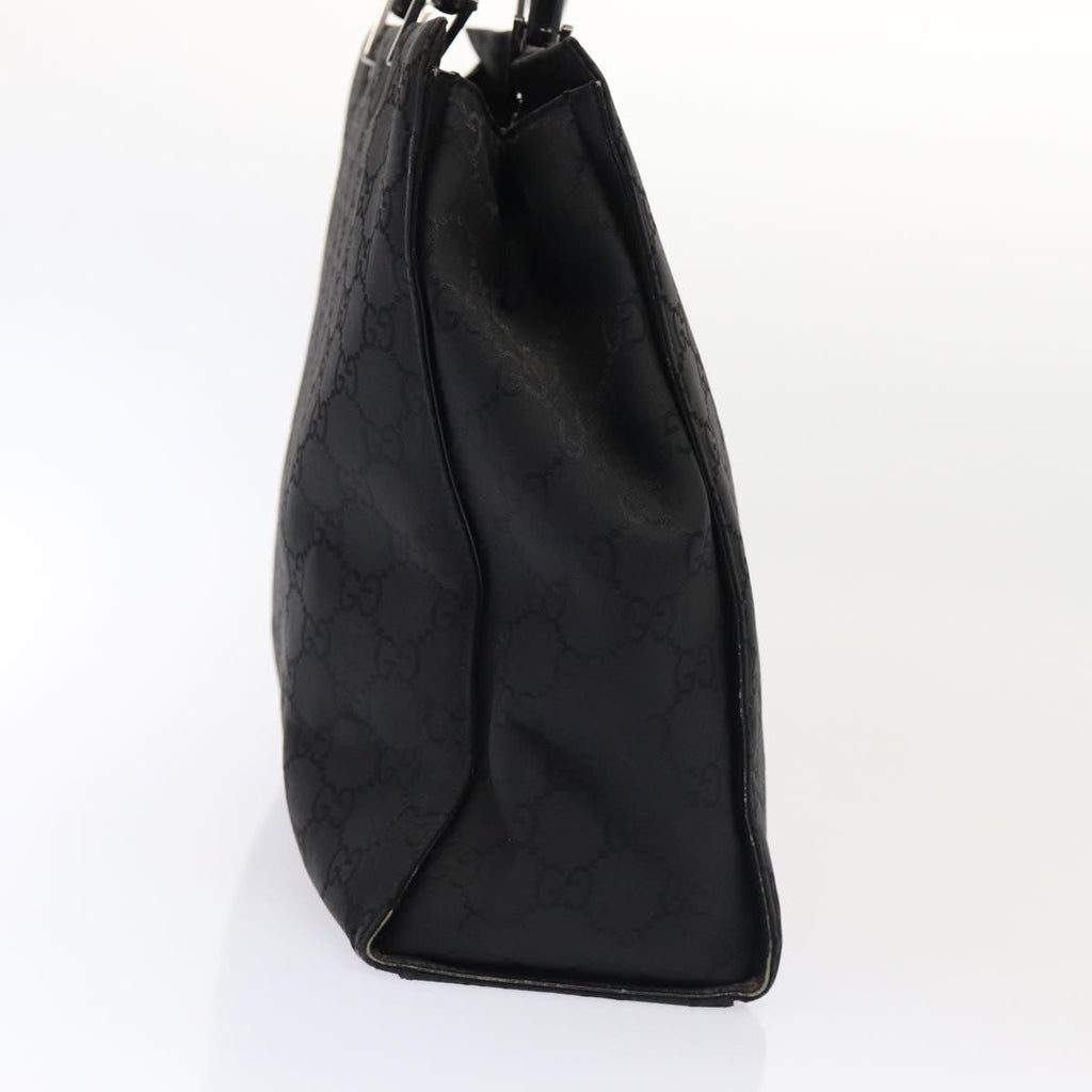 GUCCI GG Canvas Bamboo Hand Bag Black Silver 002 1015 86927