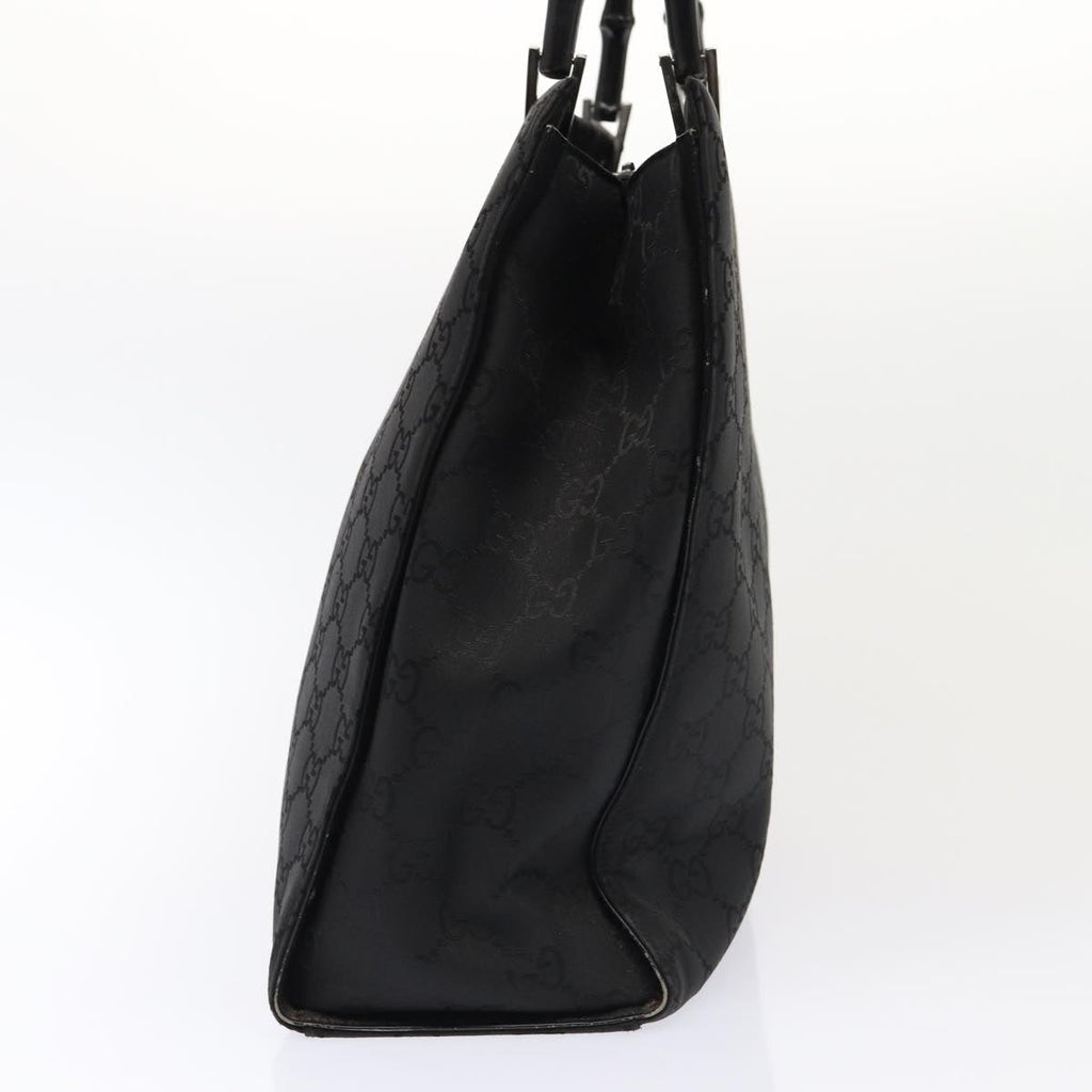 GUCCI GG Canvas Bamboo Hand Bag Black Silver 002 1015 86927