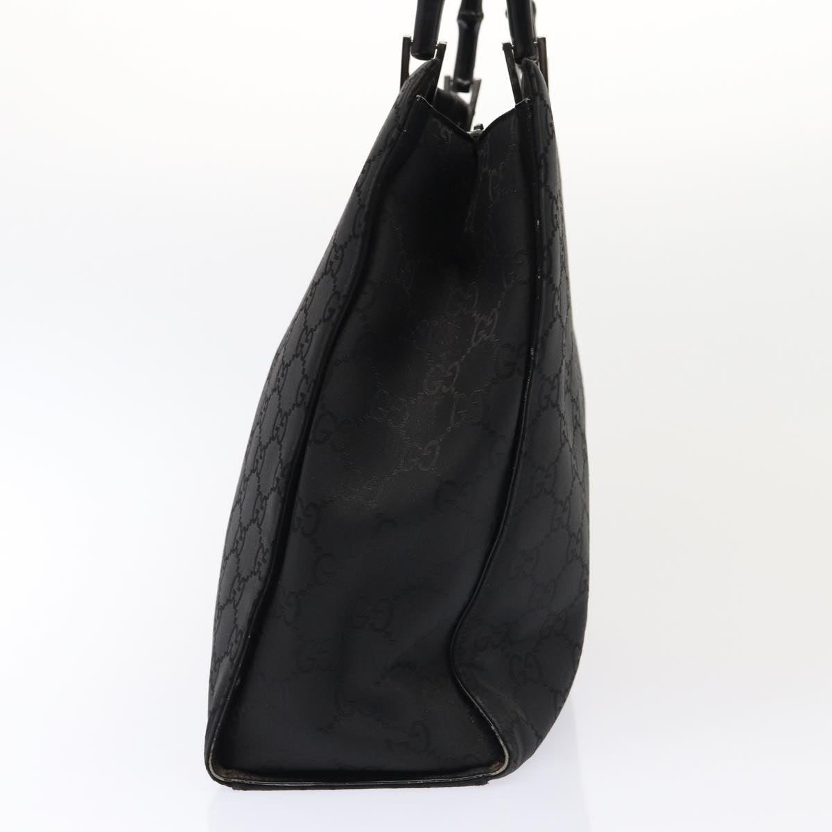 GUCCI GG Canvas Bamboo Hand Bag Black Silver 002 1015 86927