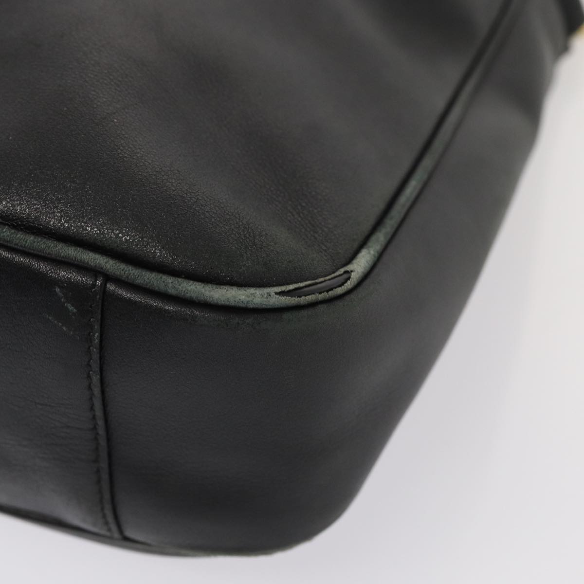 GUCCI Bamboo Hand Bag Leather 2way Black Gold 001 1638 3444 86928