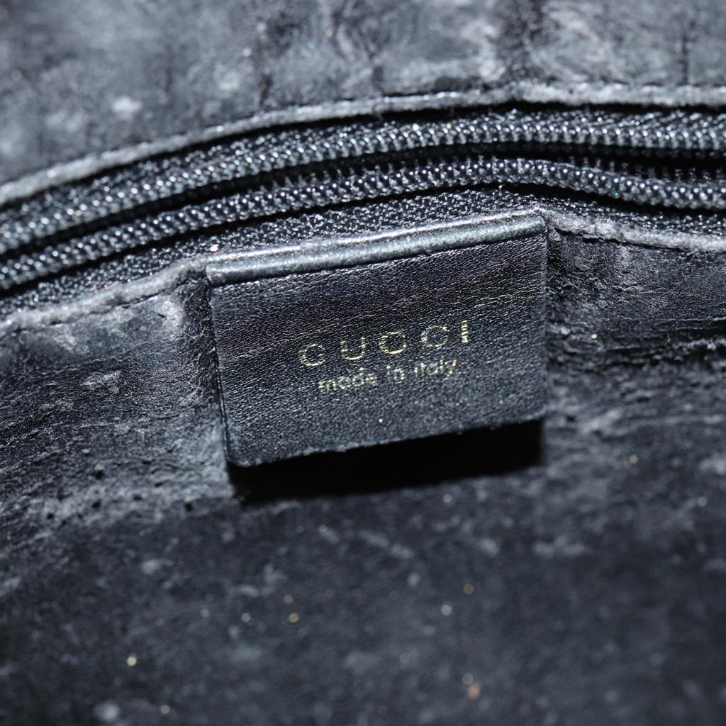 GUCCI Bamboo Hand Bag Leather 2way Black Gold 001 1638 3444 86928