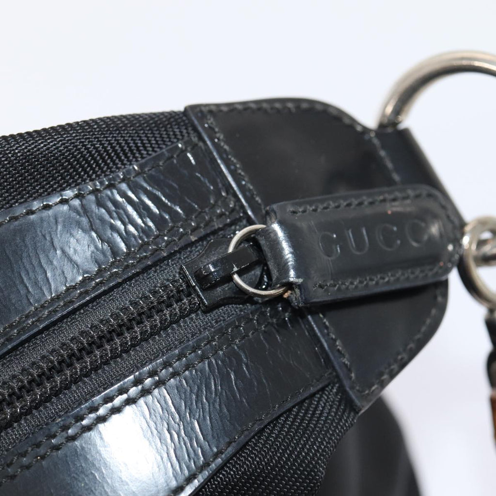 GUCCI Bamboo Hand Bag Nylon Black Silver 000 2296 0531 86929