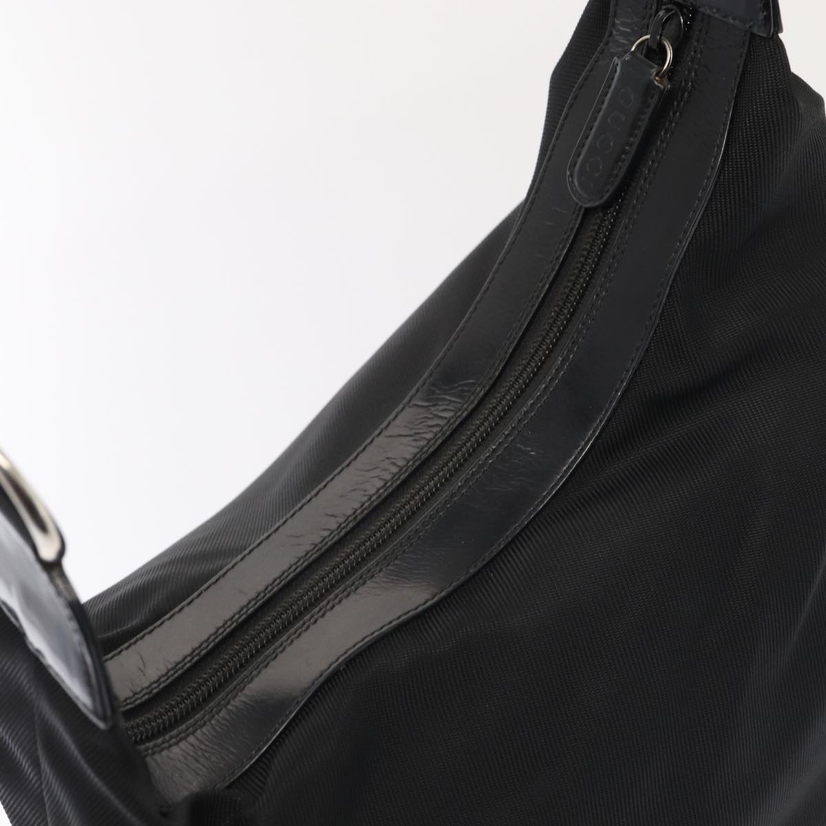 GUCCI Bamboo Hand Bag Nylon Black Silver 000 2296 0531 86929
