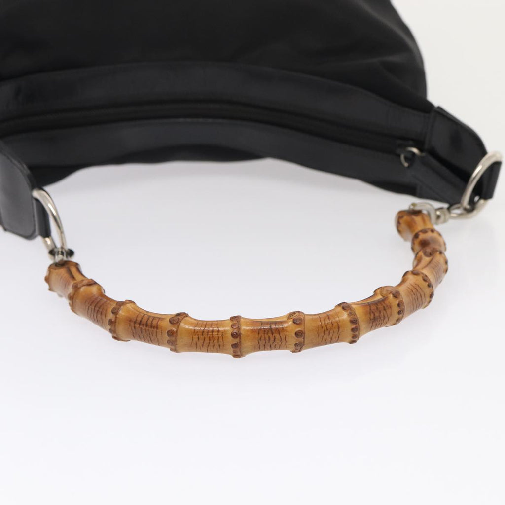 GUCCI Bamboo Hand Bag Nylon Black Silver 000 2296 0531 86929