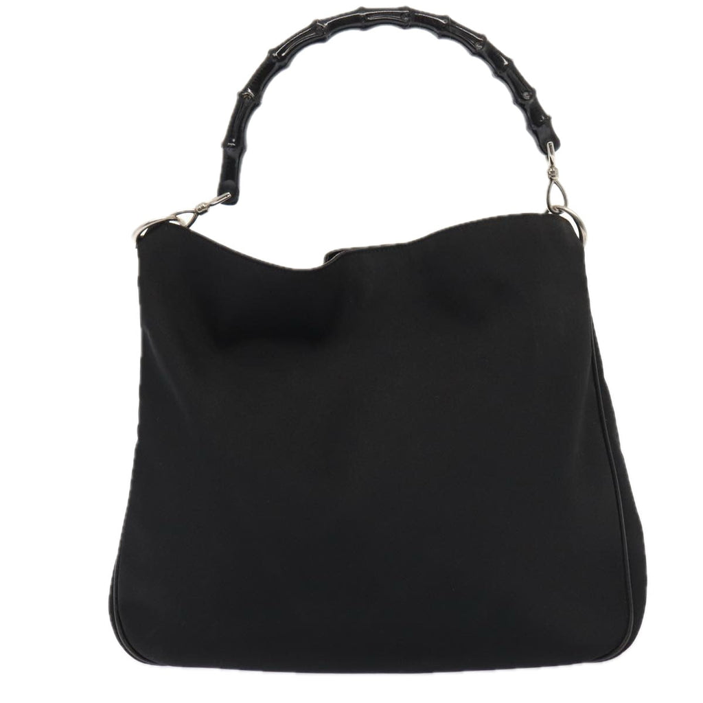 GUCCI Bamboo Hand Bag Nylon 2way Black Silver 001 2113 1577 86930