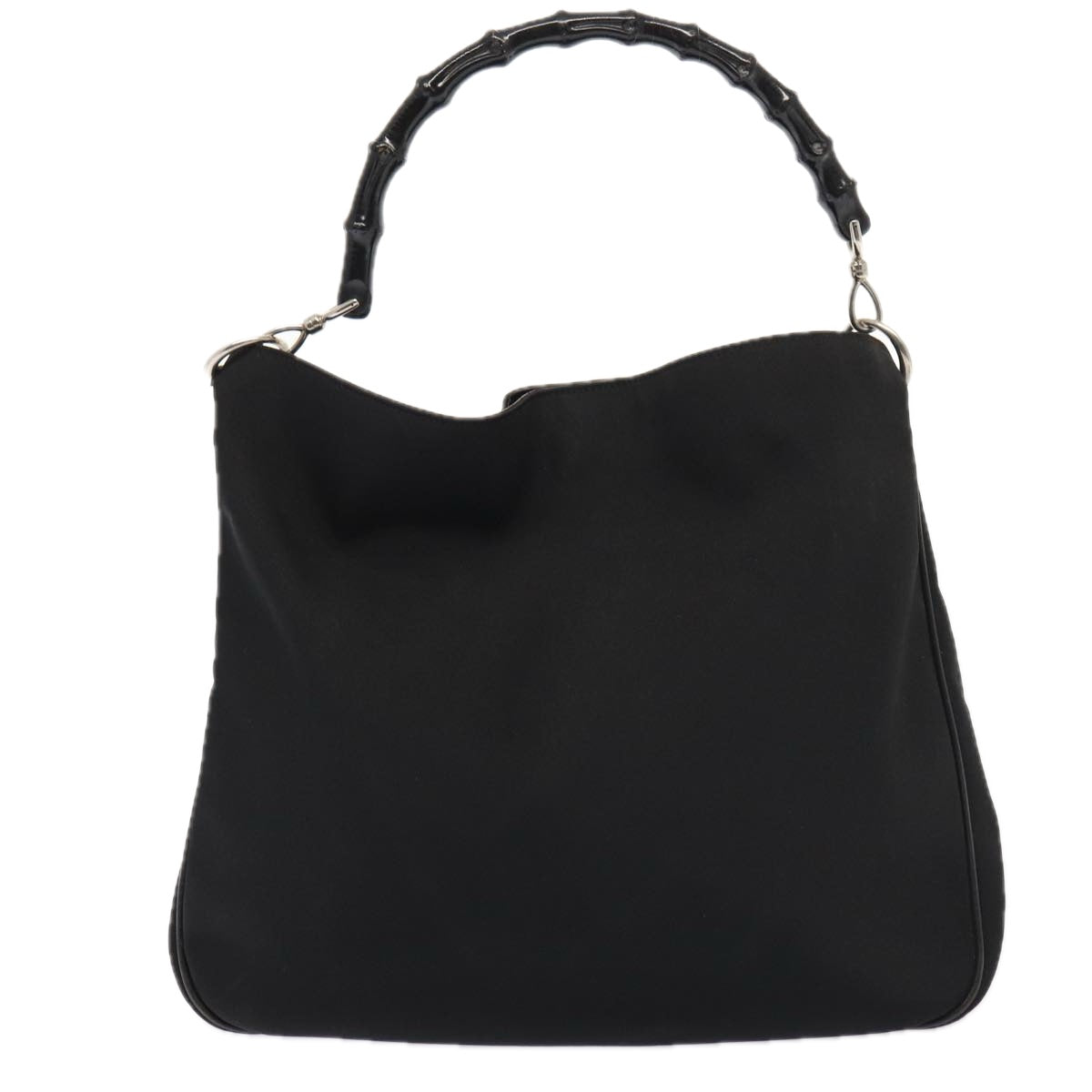 GUCCI Bamboo Hand Bag Nylon 2way Black Silver 001 2113 1577 86930