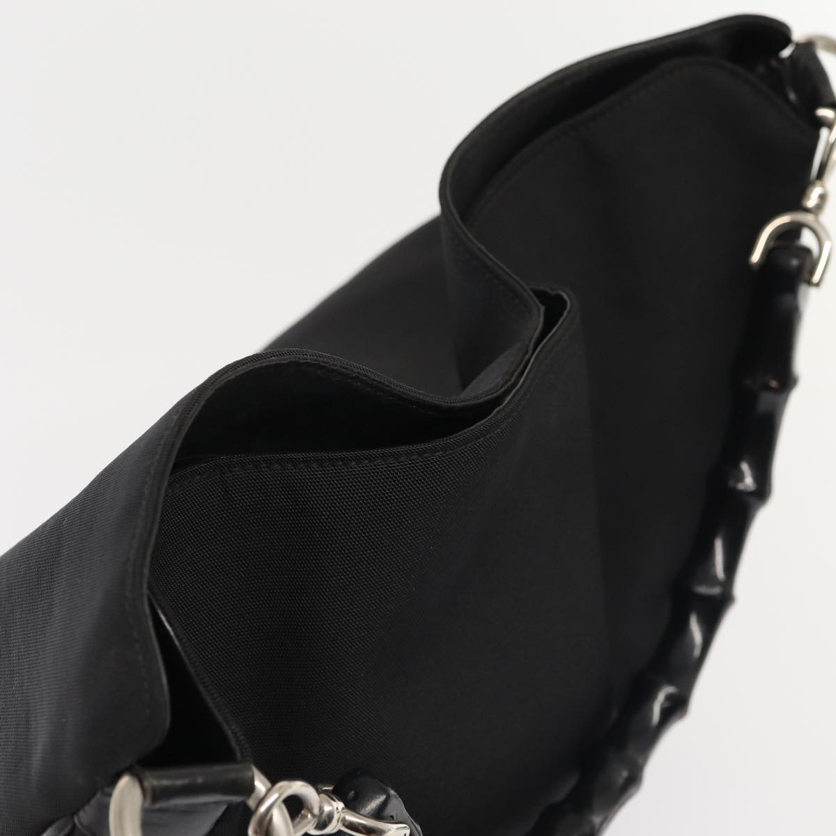 GUCCI Bamboo Hand Bag Nylon 2way Black Silver 001 2113 1577 86930