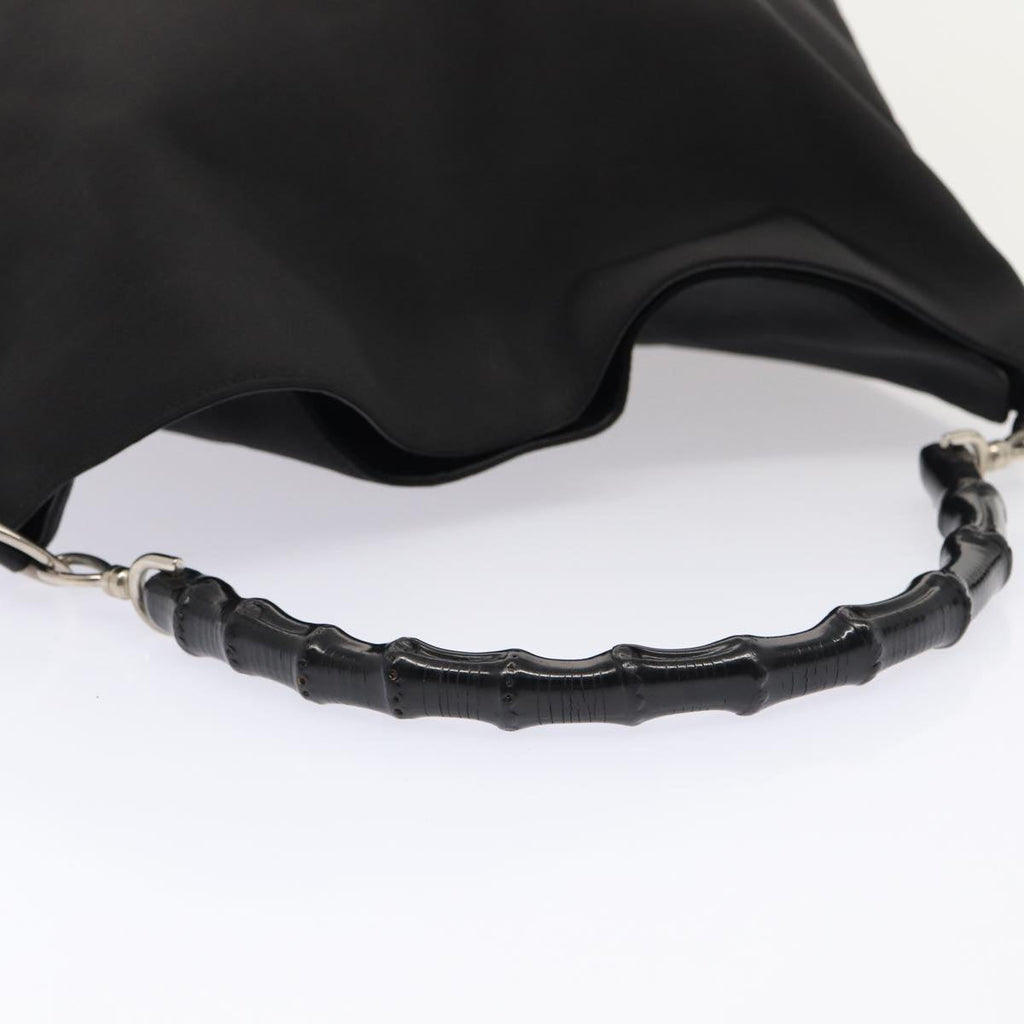 GUCCI Bamboo Hand Bag Nylon 2way Black Silver 001 2113 1577 86930