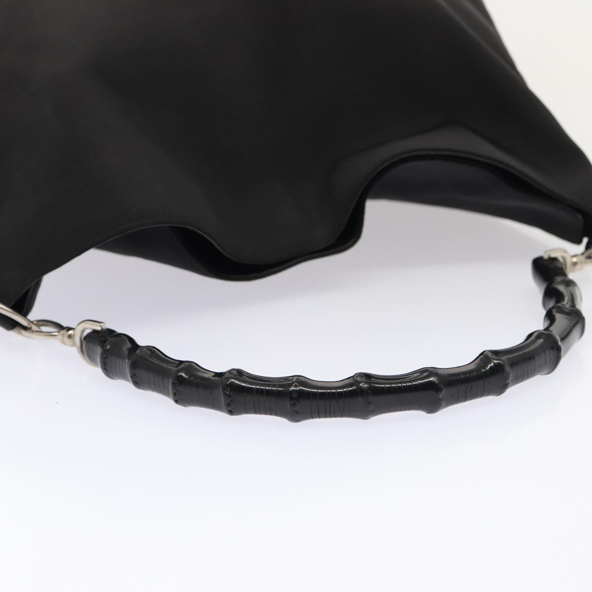 GUCCI Bamboo Hand Bag Nylon 2way Black Silver 001 2113 1577 86930