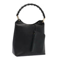 GUCCI Bamboo Shoulder Bag Leather Black Gold 86931