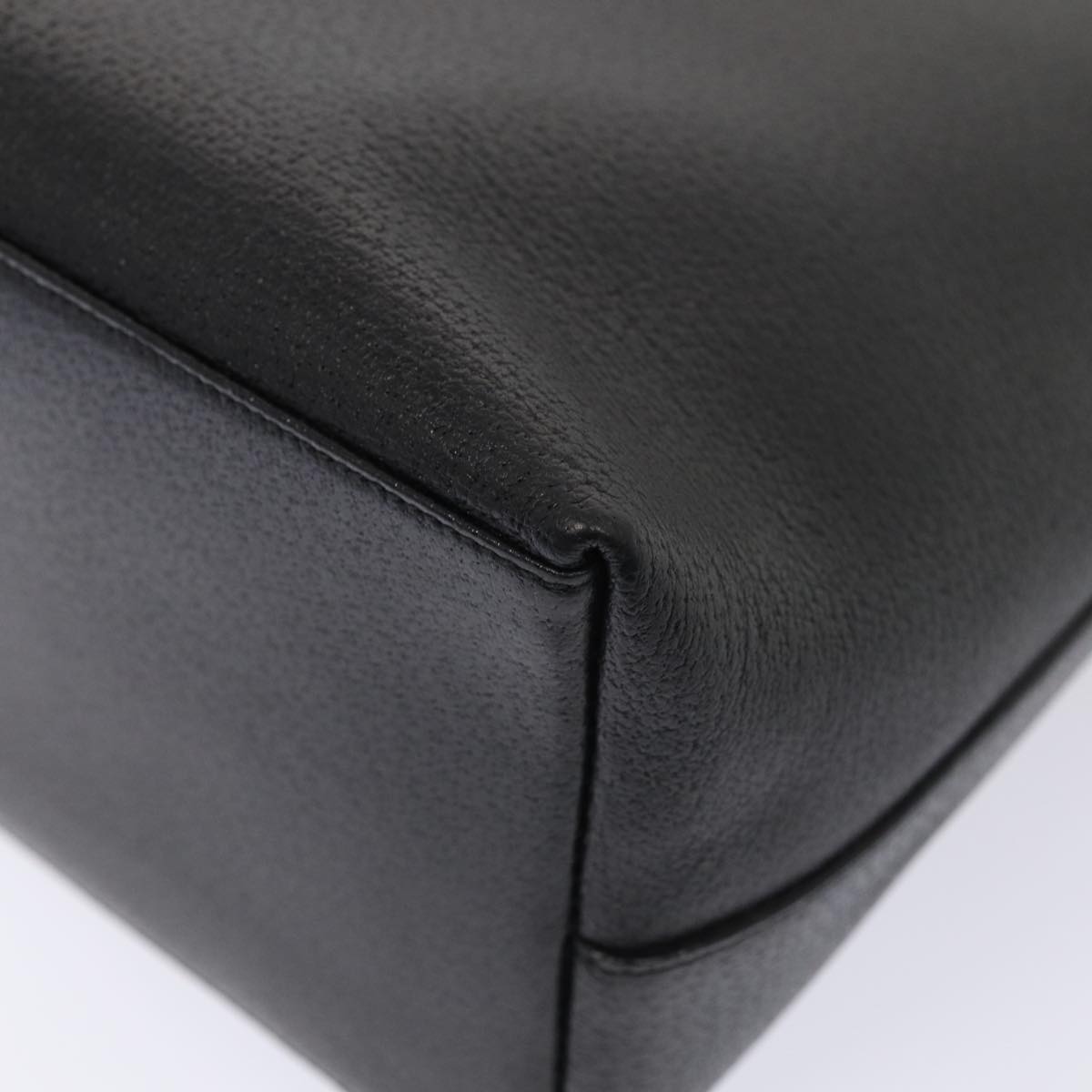 GUCCI Bamboo Shoulder Bag Leather Black Gold 86931
