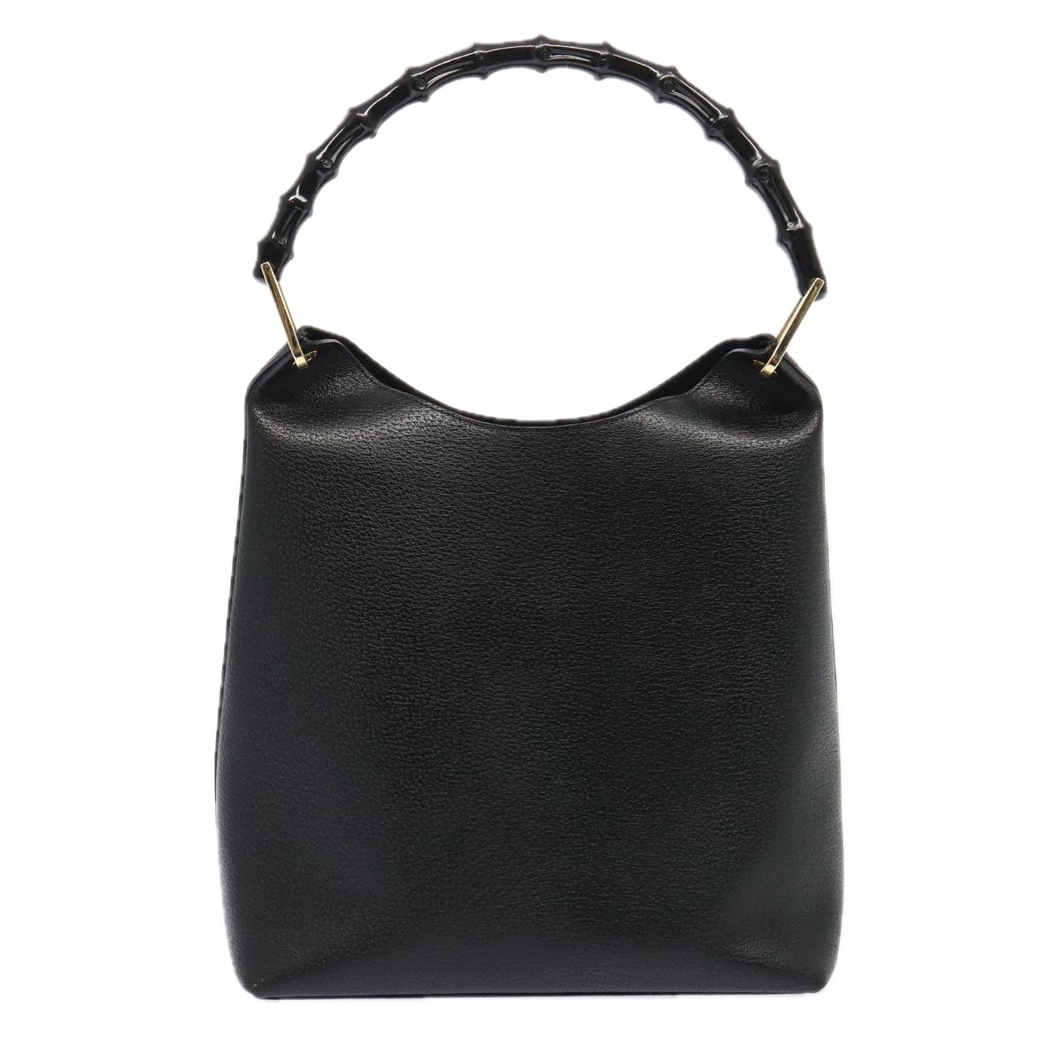 GUCCI Bamboo Shoulder Bag Leather Black Gold 86931