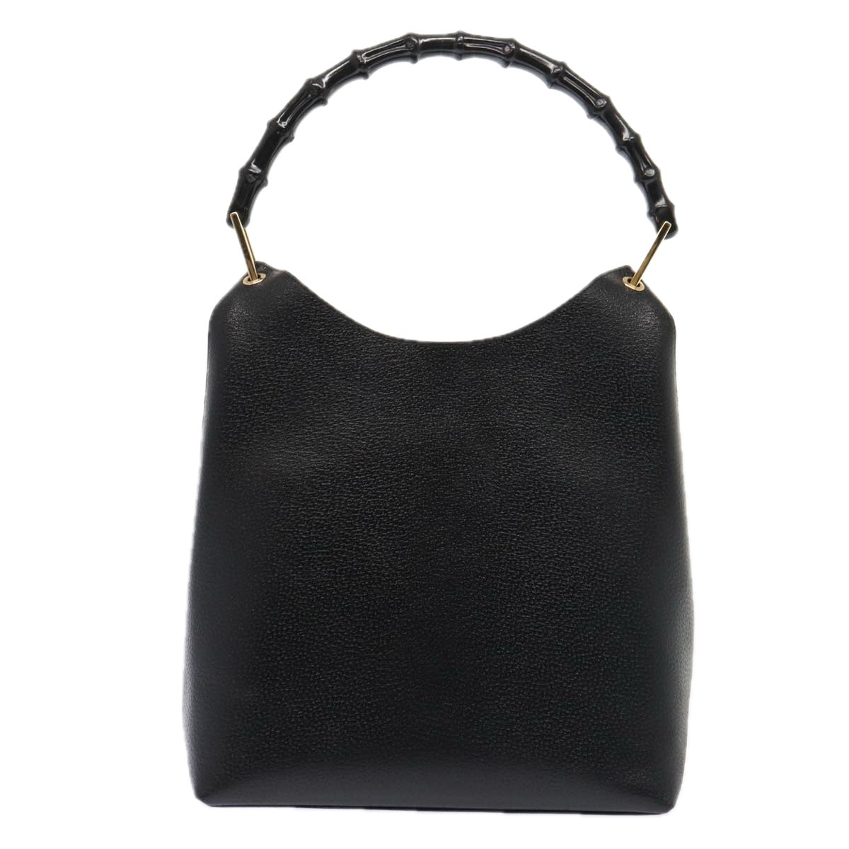 GUCCI Bamboo Shoulder Bag Leather Black Gold 86931