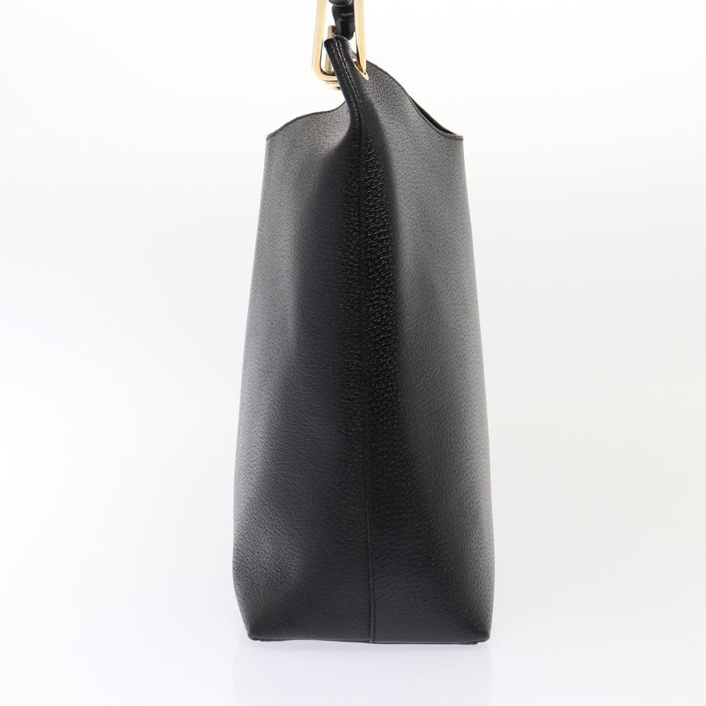 GUCCI Bamboo Shoulder Bag Leather Black Gold 86931