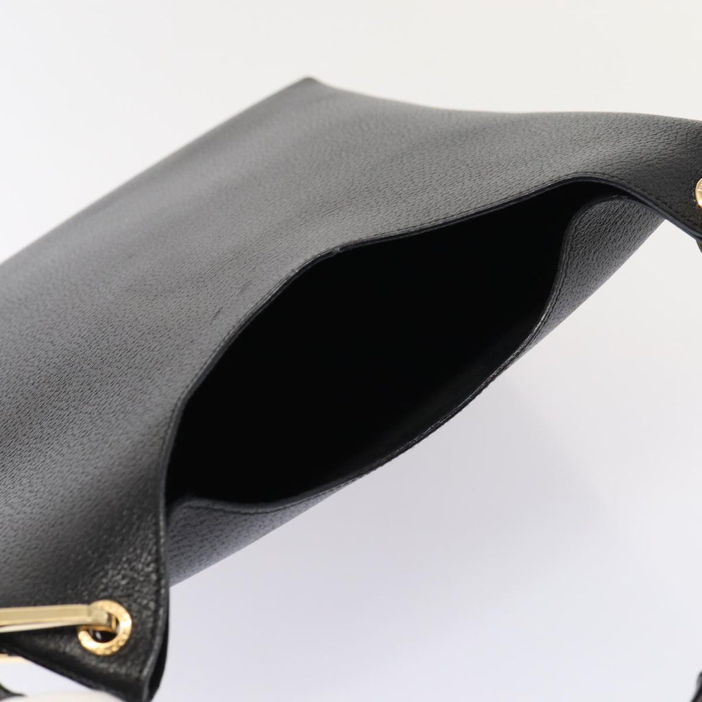 GUCCI Bamboo Shoulder Bag Leather Black Gold 86931