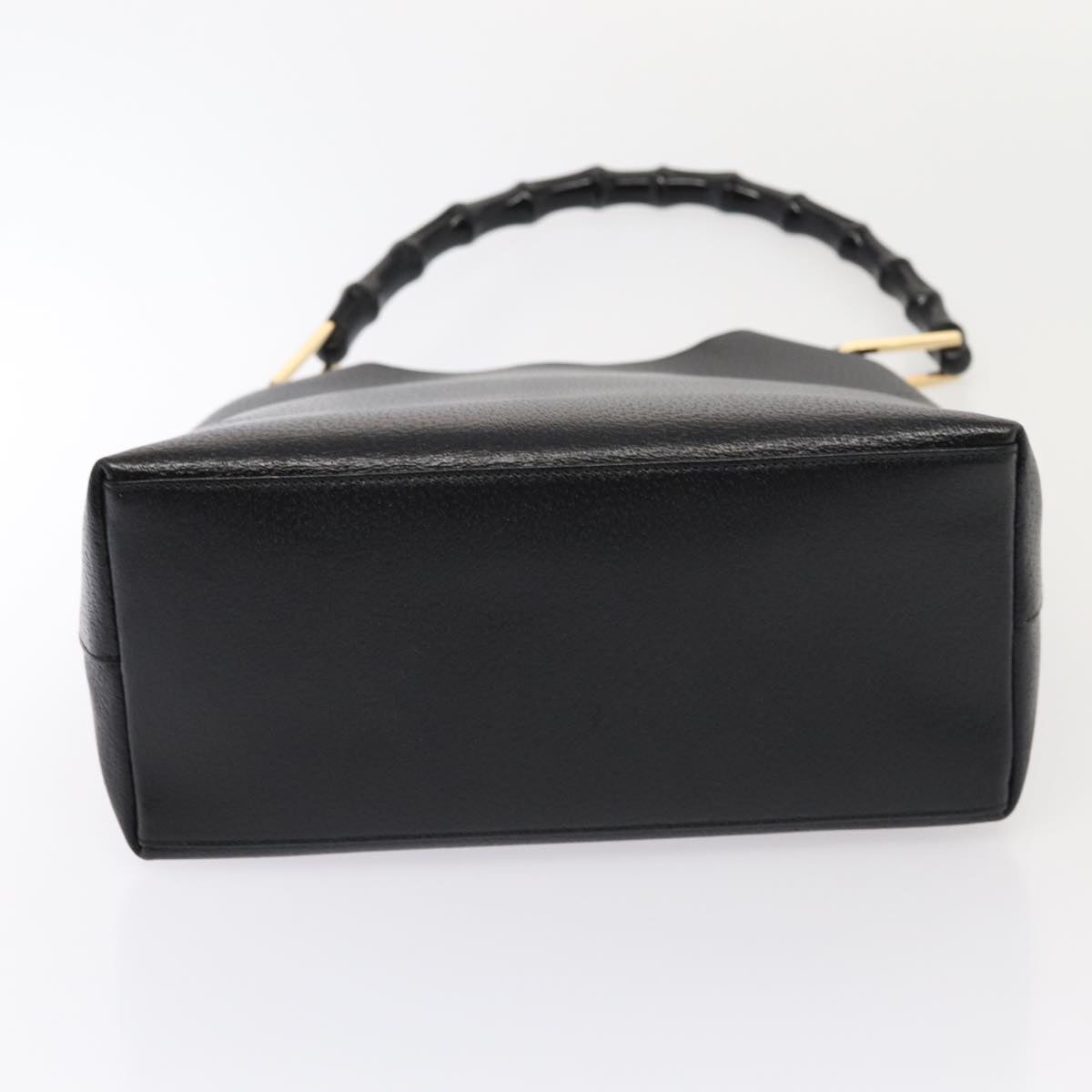 GUCCI Bamboo Shoulder Bag Leather Black Gold 86931