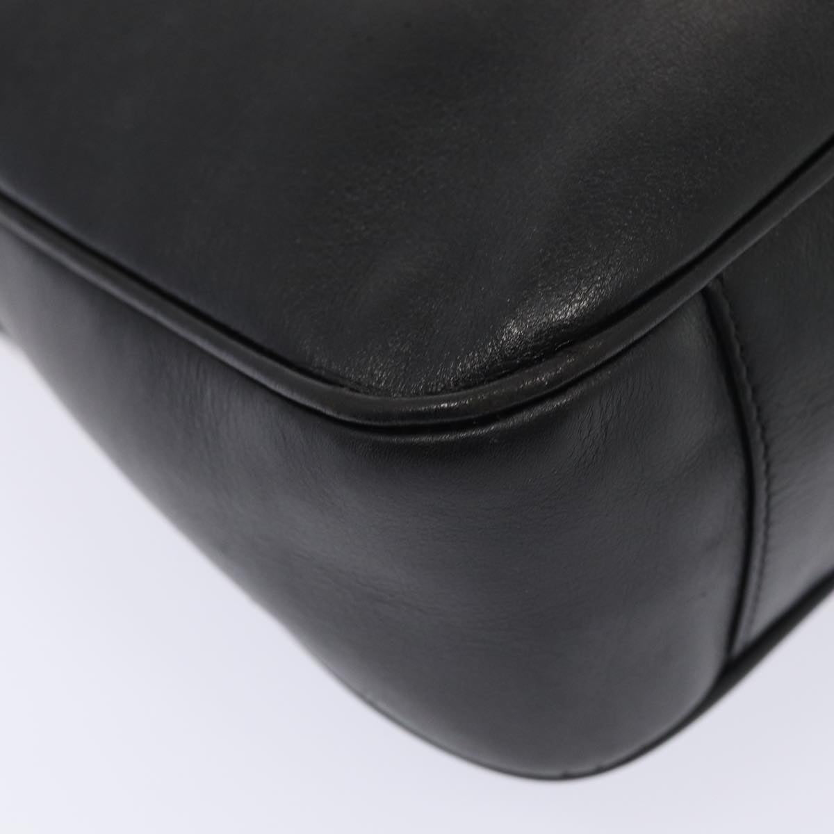 GUCCI Bamboo Hand Bag Leather 2way Black Gold 001 1998 1638 86932