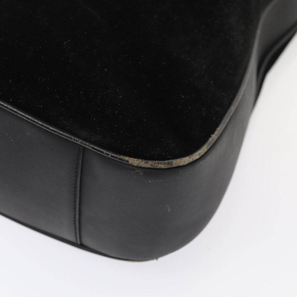GUCCI Bamboo Hand Bag Suede 2way Black Gold 001 1014 1577 0 86933